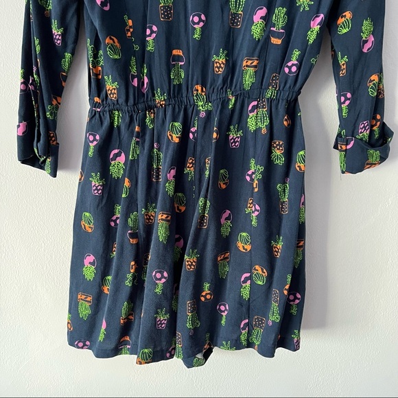 Modcloth Navy Blue Cactus Print Romper Size Small - Picture 8 of 13